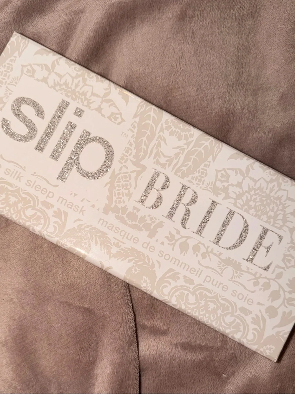 slip Silk Sleep Mask in Soft Cream with BRIDE Embroidery- UNOPENED + PRISTINE